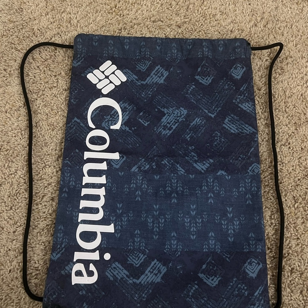 Columbia Navy Patterned Drawstring Backpack - image 1